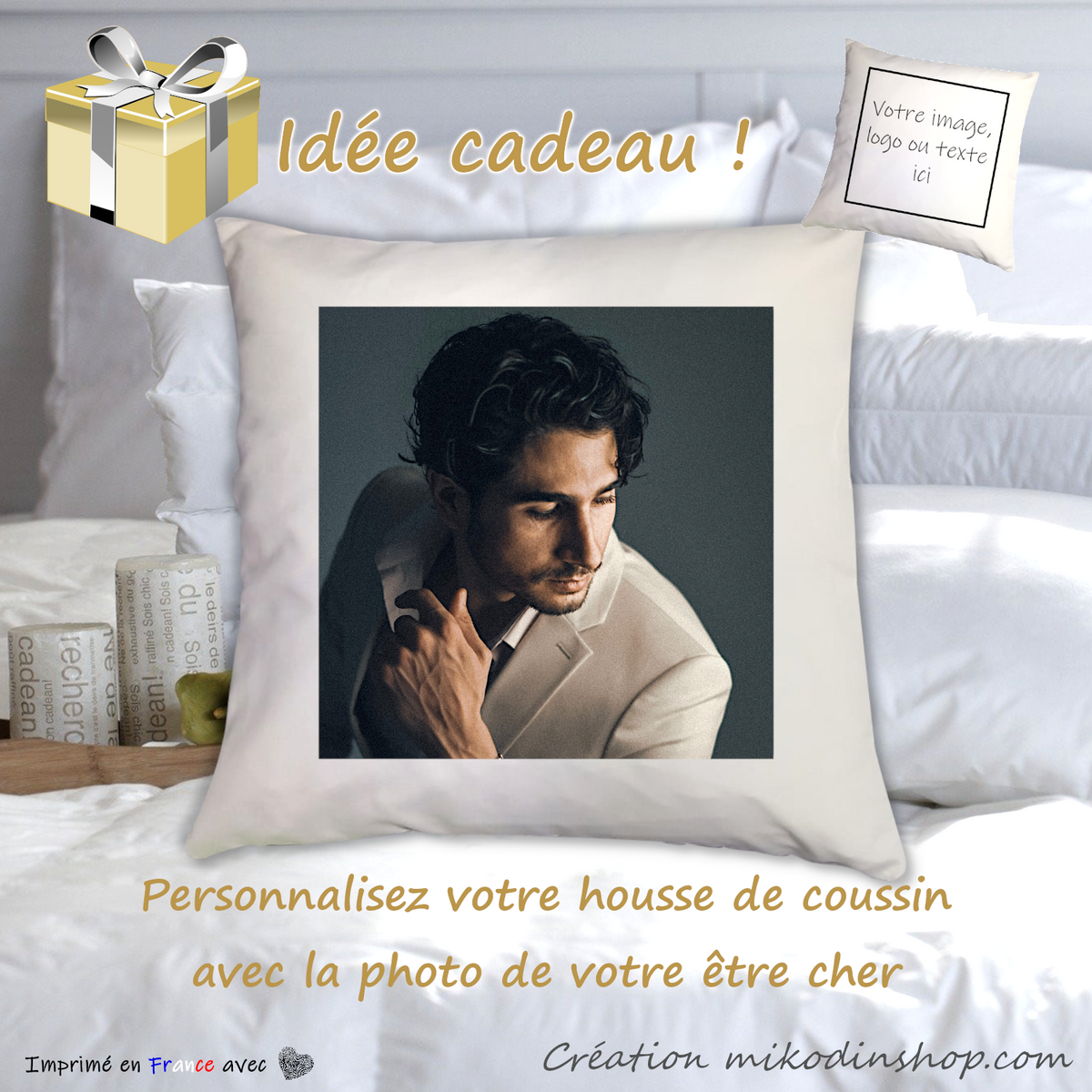 Coussin Imprimé avec votre Photo et Texte