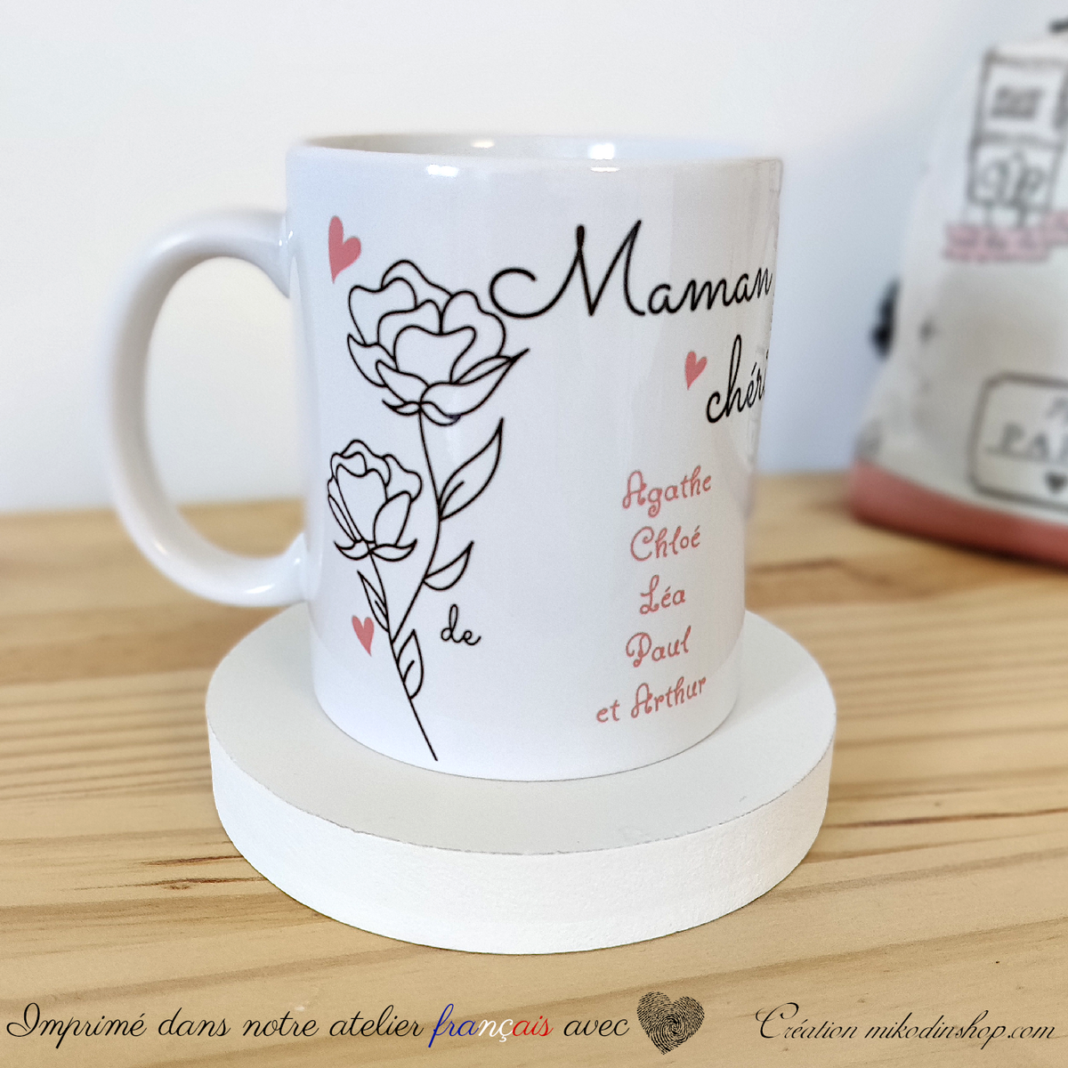 Mug message & prénom - ESQUISSE de rose – MIKODIN