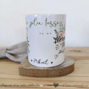 Mug message & prénom - COURONNE de roses