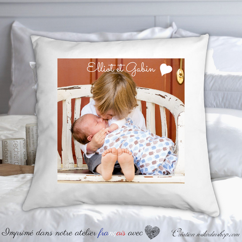 Coussin blanc toucher doux personnalisable - 43 x43 cm