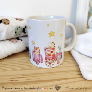 Mug enfant prénom - LOUISE Train des animaux