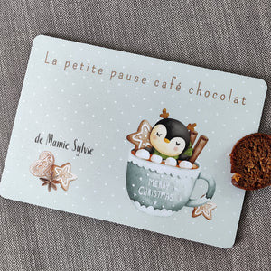 Dessous de goûter PINGOUIN GOURMAND - message & prénom