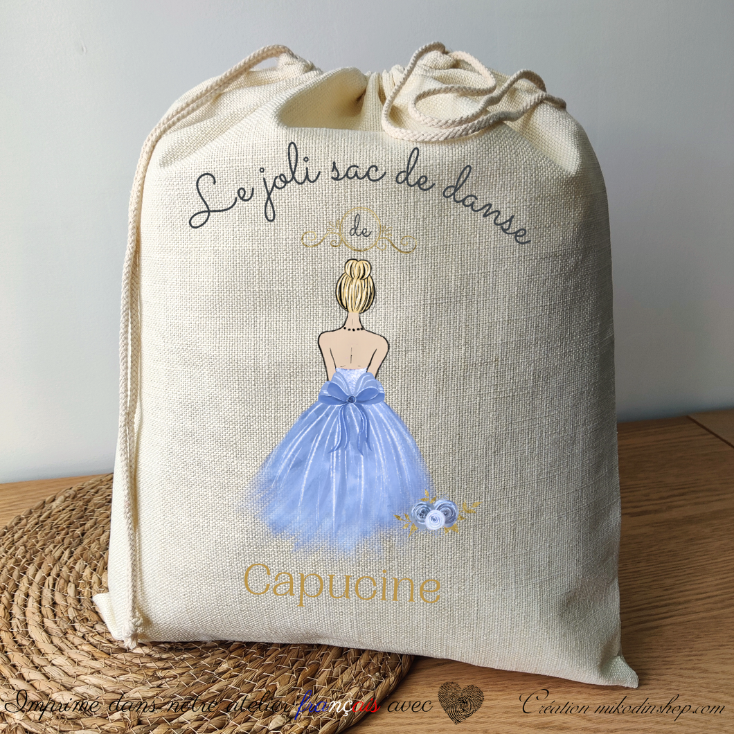 Grand sac à linge prénom enfant - CAPUCINE Danseuse étoile