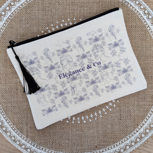 Trousse tissée prénom - TOILE IMPRIMÉE Violette Élégance & Co