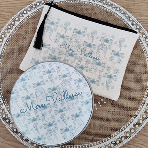 Trousse tissée prénom - TOILE IMPRIMÉE Bleue Mère Veilleuse